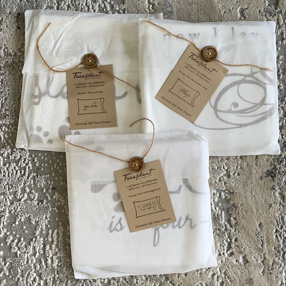 NWT 3 100% cotton queen pillow cases -Faceplant